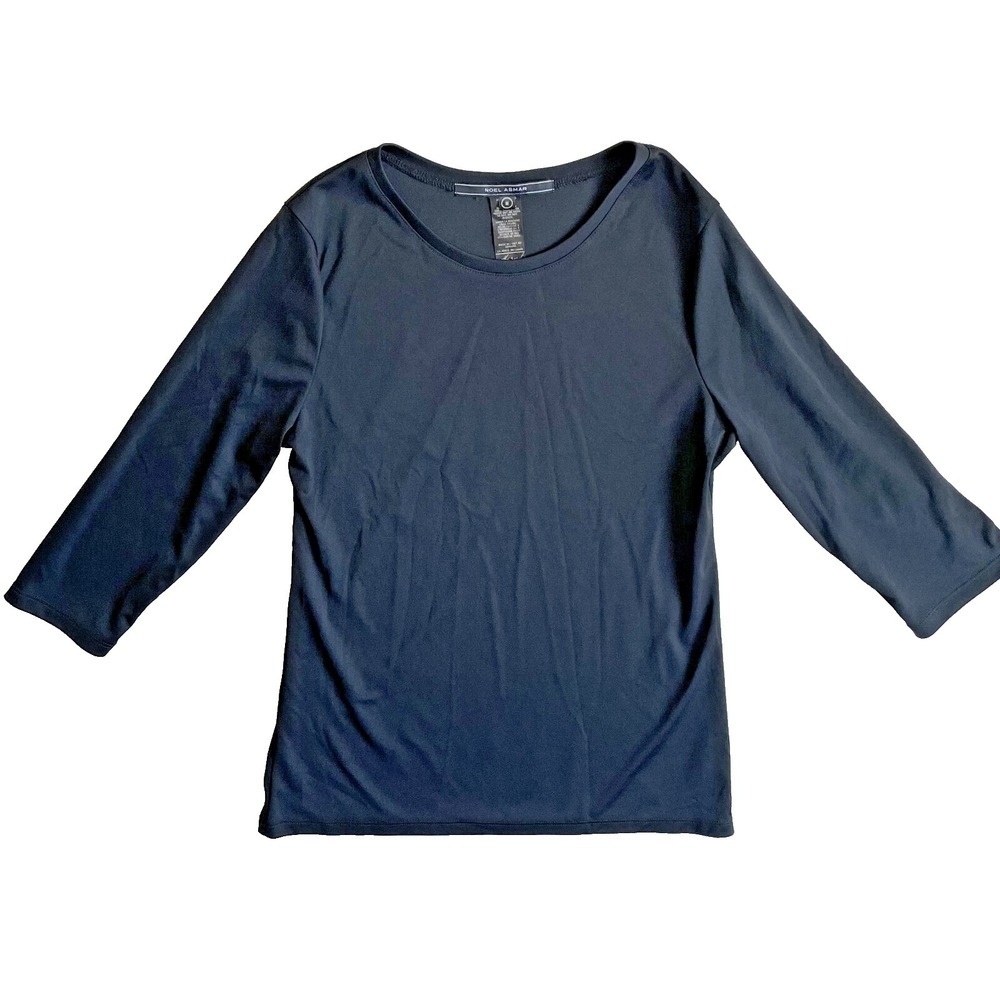 Noel Asmar Womens 3/4‎ Sleeve Crew Neck Black Blouse, Size M